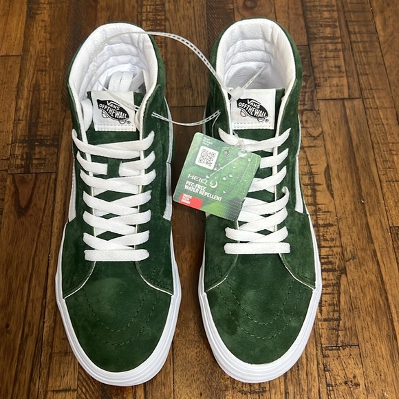 Vans Sk8 hi White and Green Sneakers in Douglas Fir Suede Waffle Sole HEIQ - Picture 5 of 13